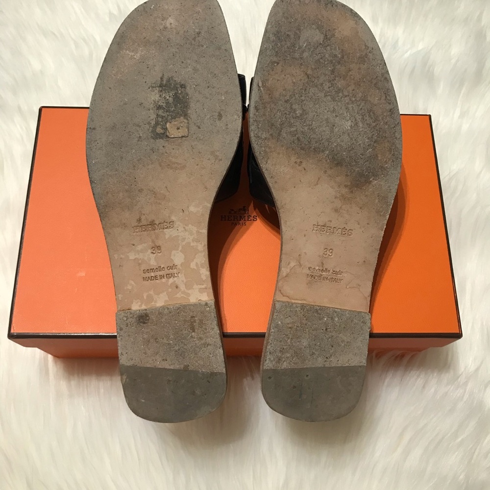 {Hermès} Oran Black Leaves Sandals - Picture 7 of 8